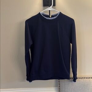 JCrew Factory Navy Sweatshirt with ruffle trim
